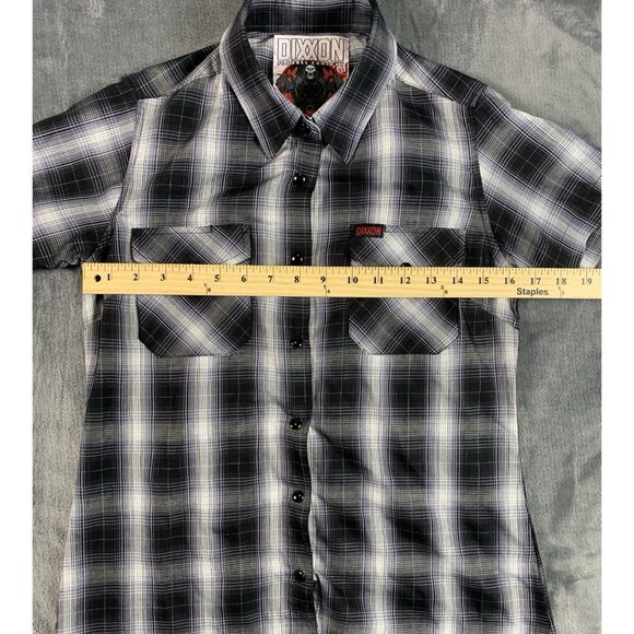 Dixxon Flannel Co. Men’s SZ S Black Plaid Button Up Short Sleeve Shirt Blackline - Picture 6 of 7